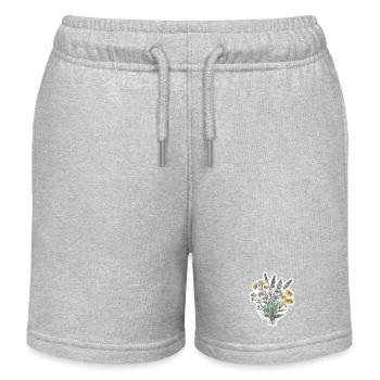 Wildblume Botanische Illustration - Kinder Organic Joggingshorts Mini Bolter von Stanley/Stella - Grau meliert - Vorne