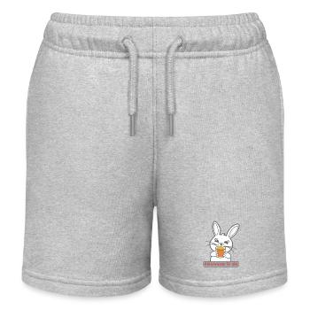 Niedliches Hasen-Motiv mit Getränk - Kinder Organic Joggingshorts Mini Bolter von Stanley/Stella - Grau meliert - Vorne