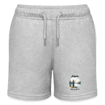 Fishing clears the mind Rest Motif - Kids Organic Sweat Shorts by Stanley/Stella - heather grey - Front