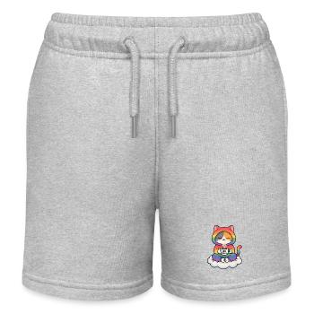 Regenbogenkatze auf einer Wolke - Kinder Organic Joggingshorts Mini Bolter von Stanley/Stella - Grau meliert - Vorne