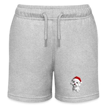 Puppy Christmas - Kids Organic Sweat Shorts by Stanley/Stella - heather grey - Front