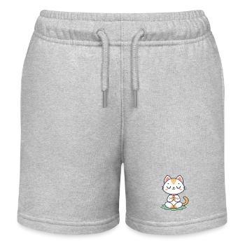 Meditative Zen Chat - Kids Organic Sweat Shorts by Stanley/Stella - heather grey - Front