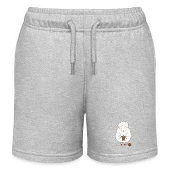 Sheep Knitter Wool and Needles - Kids Organic Sweat Shorts by Stanley/Stella - heather grey - Front