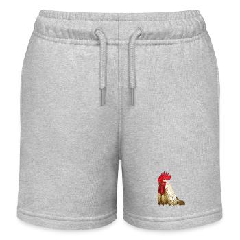 Hühner Fans -  Hahn - Gockel - Blumenhuhn - Bio - Kinder Organic Joggingshorts Mini Bolter von Stanley/Stella - Grau meliert - Vorne