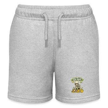 Warten auf Gehalt lustiges Skelett-Shirt - Kinder Organic Joggingshorts Mini Bolter von Stanley/Stella - Grau meliert - Vorne