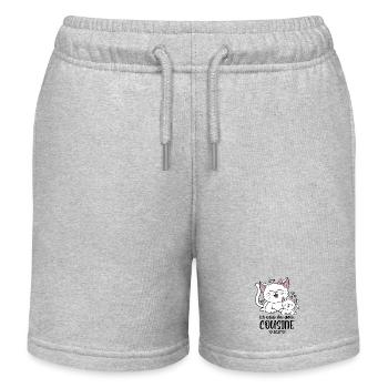 Ich werde eine große Cousine 2027 Katzen - Kinder Organic Joggingshorts Mini Bolter von Stanley/Stella - Grau meliert - Vorne