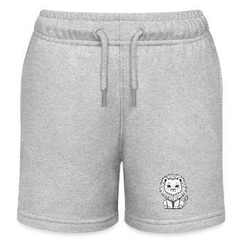 Löwenkopf Karikatur - Kinder Organic Joggingshorts Mini Bolter von Stanley/Stella - Grau meliert - Vorne