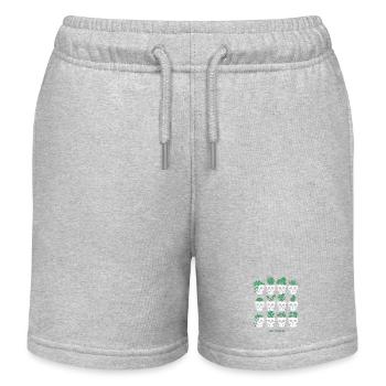 Skull Skull Terrarium Botany Plants - Kids Organic Sweat Shorts by Stanley/Stella - heather grey - Front