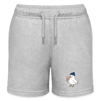 Möwe mit Mütze und Eis - Kids Organic Sweat Shorts by Stanley/Stella - heather grey - Front