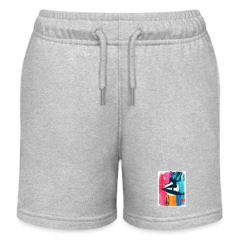 Surf-Silhouette im tropischen Sonnenuntergang - Kinder Organic Joggingshorts Mini Bolter von Stanley/Stella - Grau meliert - Vorne