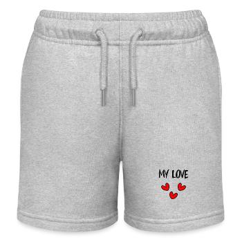 LIEBE. ICH LIEBE DICH. VALENTINSTAG. JUNGGESELLINNENABSCHIED. ICH LIEBE DICH. - Kinder Organic Joggingshorts Mini Bolter von Stanley/Stella - Grau meliert - Vorne