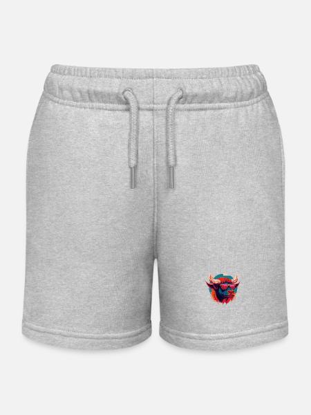 Waldbrand-Bison - Kinder Organic Joggingshorts Mini Bolter von Stanley/Stella - Grau meliert