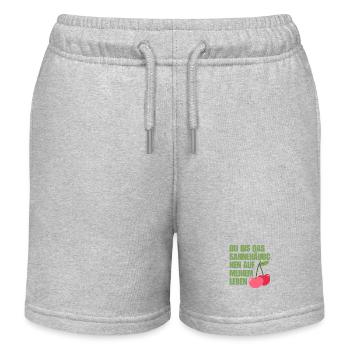 Lustige Valentinstag-Sprüche mit Kirsche drauf - Kinder Organic Joggingshorts Mini Bolter von Stanley/Stella - Grau meliert - Vorne
