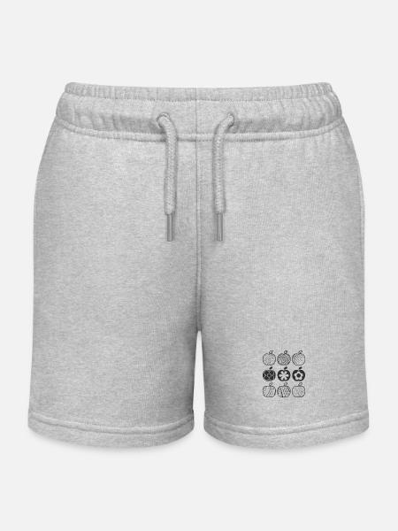 Apple Pattern (Black) - Kids Organic Sweat Shorts by Stanley/Stella - heather grey