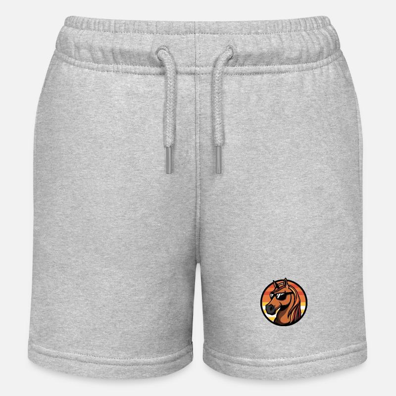 Cheval Bande dessinée cool - Short de jogging enfant bio Stanley/Stella - gris chiné