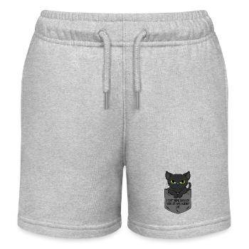 Black Cat Breast Pocket I Bring No Bad Luck - Kids Organic Sweat Shorts by Stanley/Stella - heather grey - Front