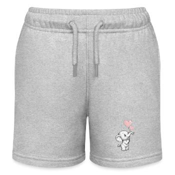 Elefant mit Herz-Luftballons - Kinder Organic Joggingshorts Mini Bolter von Stanley/Stella - Grau meliert - Vorne