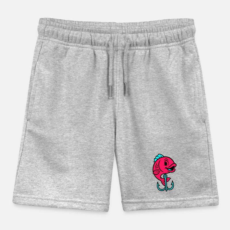 Fish Fish Hook Comic Kids Organic Sweat Shorts by Stanley/Stella