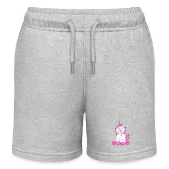 Einhorn Kussmund - Kinder Organic Joggingshorts Mini Bolter von Stanley/Stella - Grau meliert - Vorne