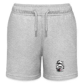Frau Brille rote Lippen Mund amerikanische Fahne - Kinder Organic Joggingshorts Mini Bolter von Stanley/Stella - Grau meliert - Vorne