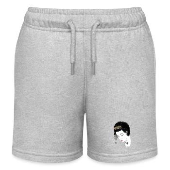 Japan Geisha , Blütenkrone Porträt in Gold,  - Kinder Organic Joggingshorts Mini Bolter von Stanley/Stella - Grau meliert - Vorne