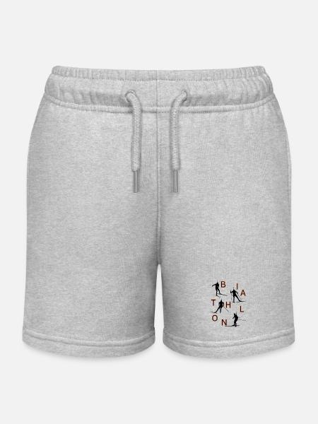 Vêtements pour fans de biathlon - Graphique audacieux des sports d’hiver - Short de jogging enfant bio Stanley/Stella - gris chiné