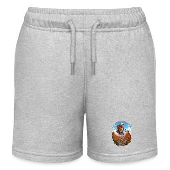 Skeletons Hiking / Mountaineer Skeleton - Kids Organic Sweat Shorts by Stanley/Stella - heather grey - Front
