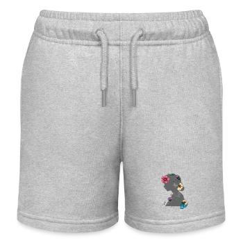 Fille avec des fleurs dans ses cheveux Flower Power - Short de jogging enfant bio Stanley/Stella - gris chiné - Devant