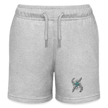 Flower Star Deco Teal - Kids Organic Sweat Shorts by Stanley/Stella - heather grey - Front