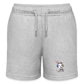 Rabbits playing games - Kids Organic Sweat Shorts by Stanley/Stella - heather grey - Front