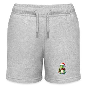 Niedlicher Dino passend zu Weihnachten - Kinder Organic Joggingshorts Mini Bolter von Stanley/Stella - Grau meliert - Vorne