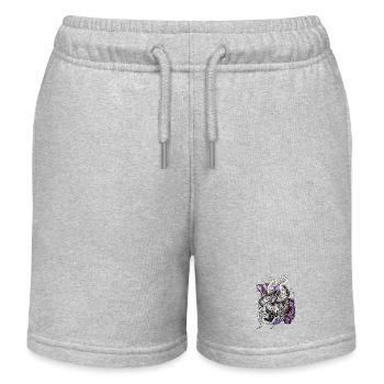 Op Art Purple Spiral Pattern - Kids Organic Sweat Shorts by Stanley/Stella - heather grey - Front