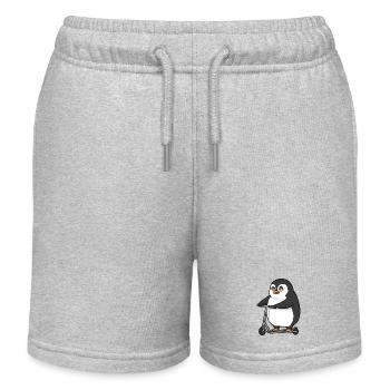 Funny Penguin Scooter Scooter Chubby Fun - Kids Organic Sweat Shorts by Stanley/Stella - heather grey - Front