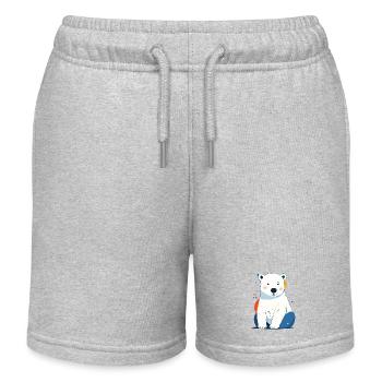 Polar Bär Eisbär Kind Baby Junges Kuschel Pastell - Kinder Organic Joggingshorts Mini Bolter von Stanley/Stella - Grau meliert - Vorne