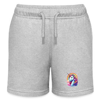 Unicorn with rainbow and clouds - Kids Organic Sweat Shorts by Stanley/Stella - heather grey - Front