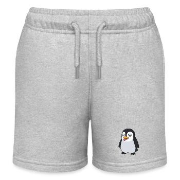 Tired Penguin Cartoon Floppy Tongue Out - Kids Organic Sweat Shorts by Stanley/Stella - heather grey - Front