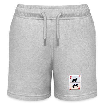 Kartenspiel Karte Dackel - Kinder Organic Joggingshorts Mini Bolter von Stanley/Stella - Grau meliert - Vorne