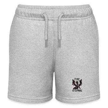 Fire is Coming - Classic Red Dragon Fantasy RPG - Kids Organic Sweat Shorts by Stanley/Stella - heather grey - Front