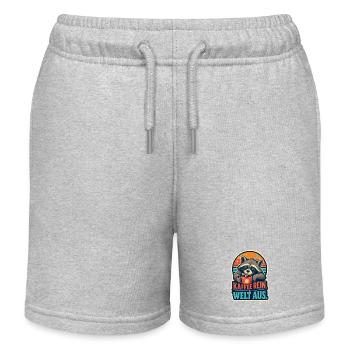 Kaffee rein. Welt aus. – Waschbär - Kinder Organic Joggingshorts Mini Bolter von Stanley/Stella - Grau meliert - Vorne
