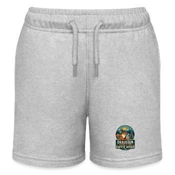 Coffee tastes better outside – Camping-Fuchs - Kids Organic Sweat Shorts by Stanley/Stella - heather grey - Front