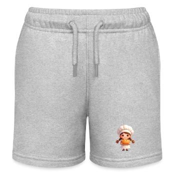 Baker Girl with Bread – Cute Comic - Kids Organic Sweat Shorts by Stanley/Stella - heather grey - Front