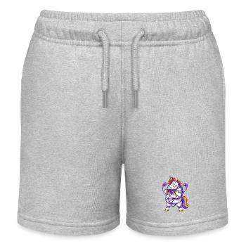 Unicorn Tangled In Earbuds - Kids Organic Sweat Shorts by Stanley/Stella - heather grey - Front