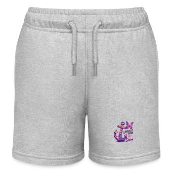 Krebsbewusstsein Brust Phrase Stärker als Sturm - Kinder Organic Joggingshorts Mini Bolter von Stanley/Stella - Grau meliert - Vorne