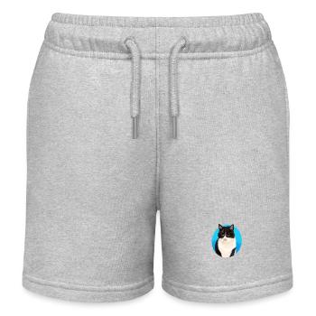 Black White Cat - Kids Organic Sweat Shorts by Stanley/Stella - heather grey - Front