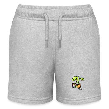Plante carnivore kawaii avec collation - Short de jogging enfant bio Stanley/Stella - gris chiné - Devant