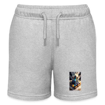 Galactic Patterns - Kids Organic Sweat Shorts by Stanley/Stella - heather grey - Front