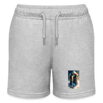 Rêves pixélisés - Short de jogging enfant bio Stanley/Stella - gris chiné - Devant