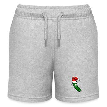 Weihnachtsgurke mit Santa Muetze - Kinder Organic Joggingshorts Mini Bolter von Stanley/Stella - Grau meliert - Vorne