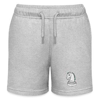 Schachfigur: genervtes Punk-Schachpferd - Kinder Organic Joggingshorts Mini Bolter von Stanley/Stella - Grau meliert - Vorne