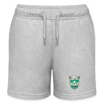 Alpaka mit Sonnenbrille - Kinder Organic Joggingshorts Mini Bolter von Stanley/Stella - Grau meliert - Vorne